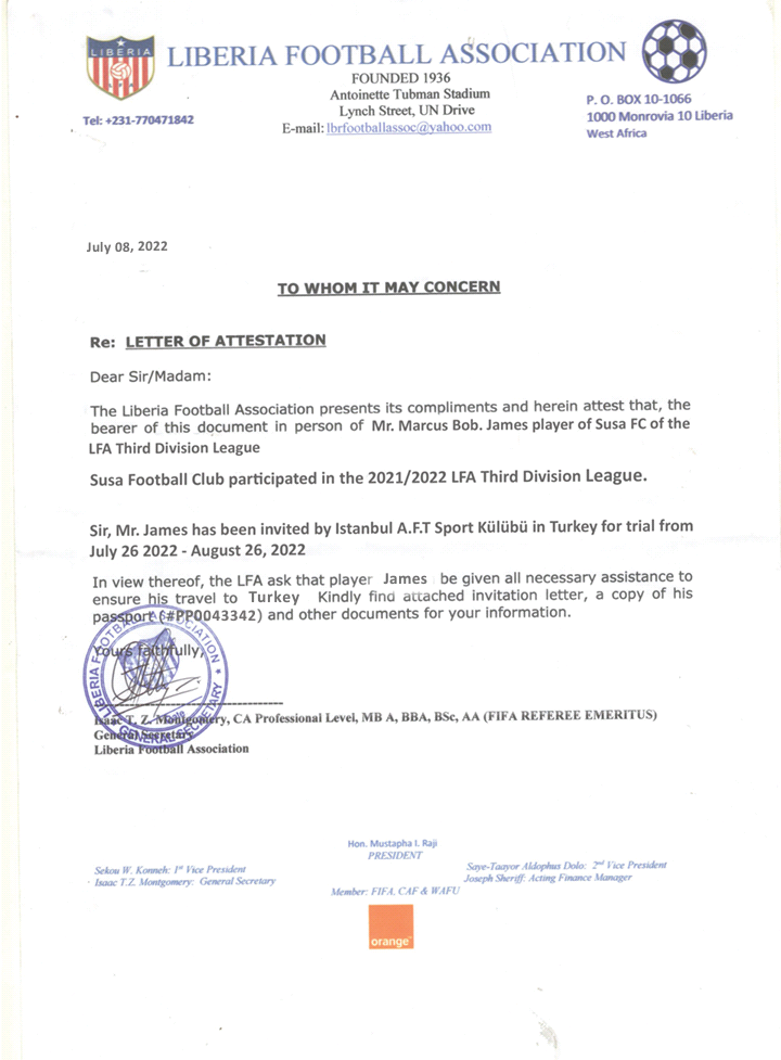 Federation letter for AFT trial players